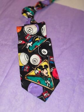 Mickey, Inc - Disney Mickey Mouse Themed Pool Table Billiards Tie Vintage
